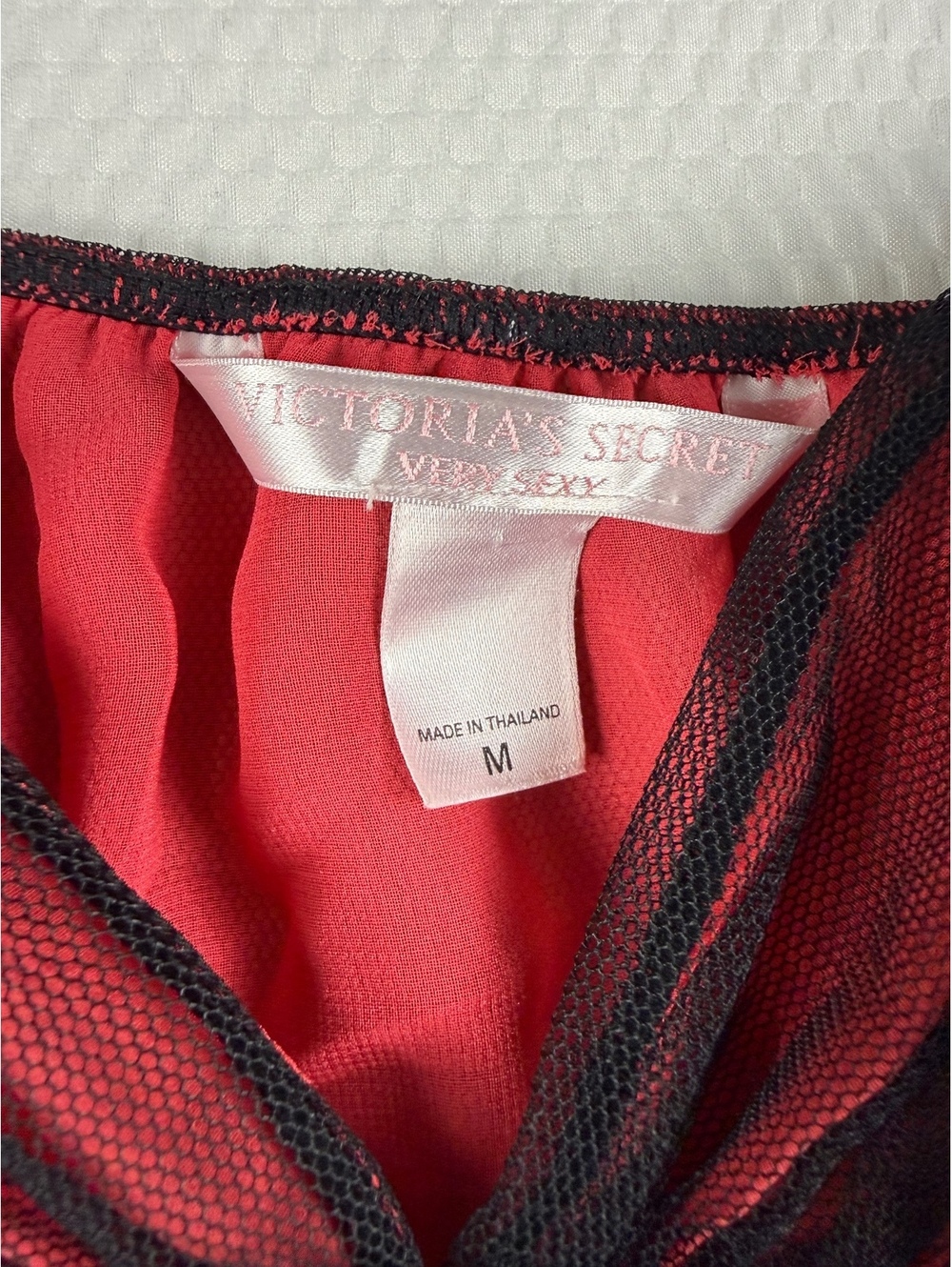 Victoria’s Secret Very Sexy Red Black Mesh Babydoll Lingerie M Y2K - Picture 3 of 4